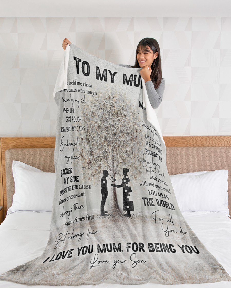 To My Mum You’re My Rock Blanket, Meaningful Mother’s Day Gift, Mother’s Day Gift From Son To Mom, Home Decor Bedding Couch Sofa Soft and Comfy Cozy