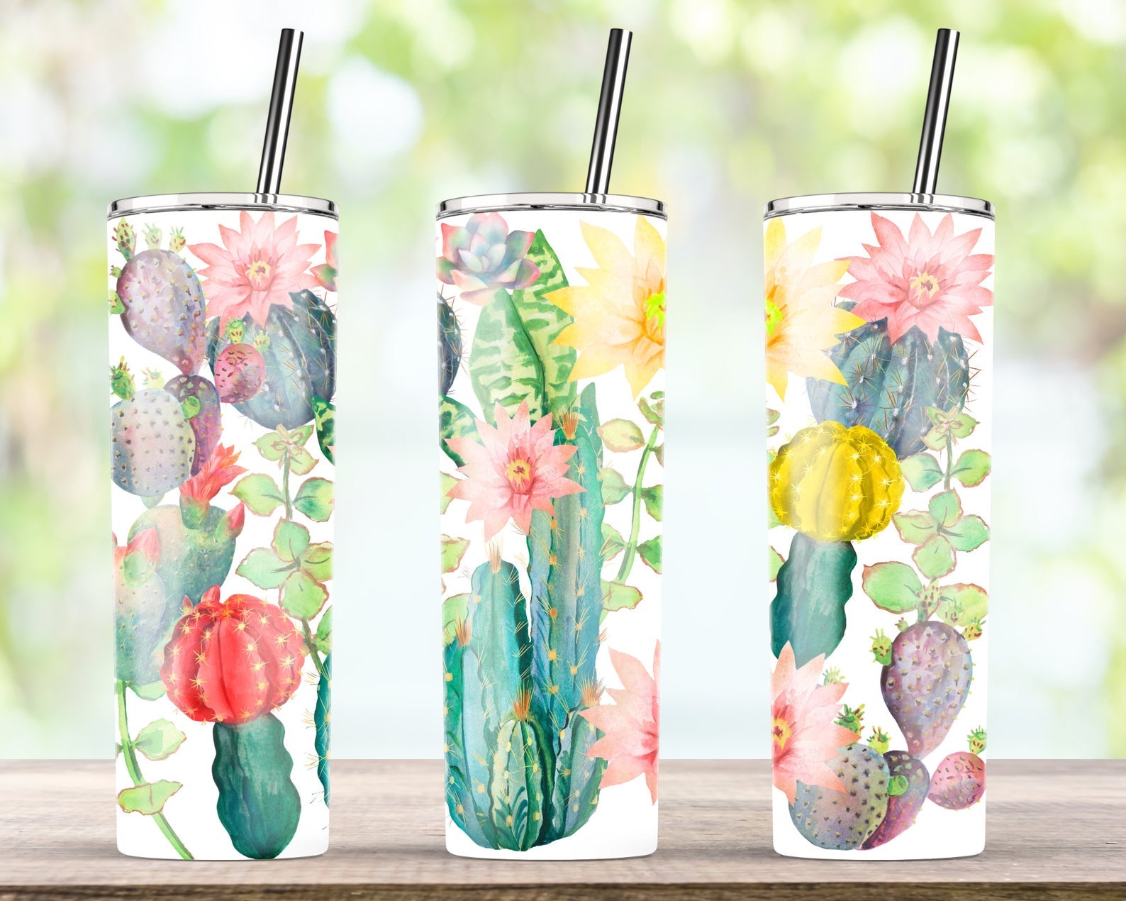 Watercolor Cactus 20Oz Skinny Tumbler