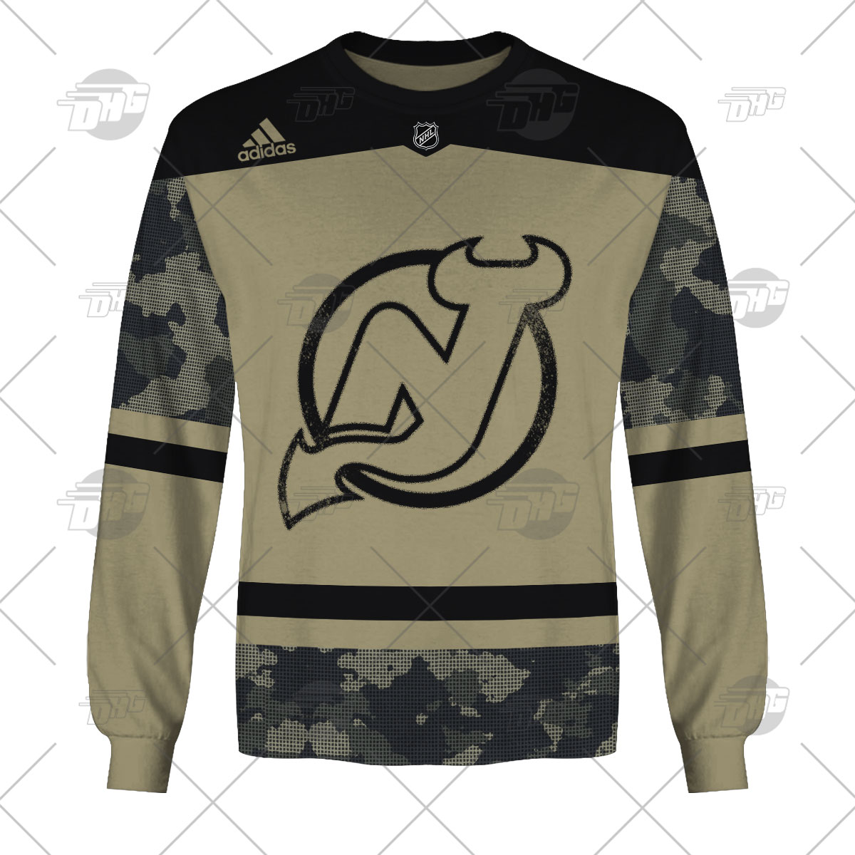 New Jersey Devils Custom Name Number Camo Military Appreciation Team Gift For Fan 3D Full Printing Sweatshirt