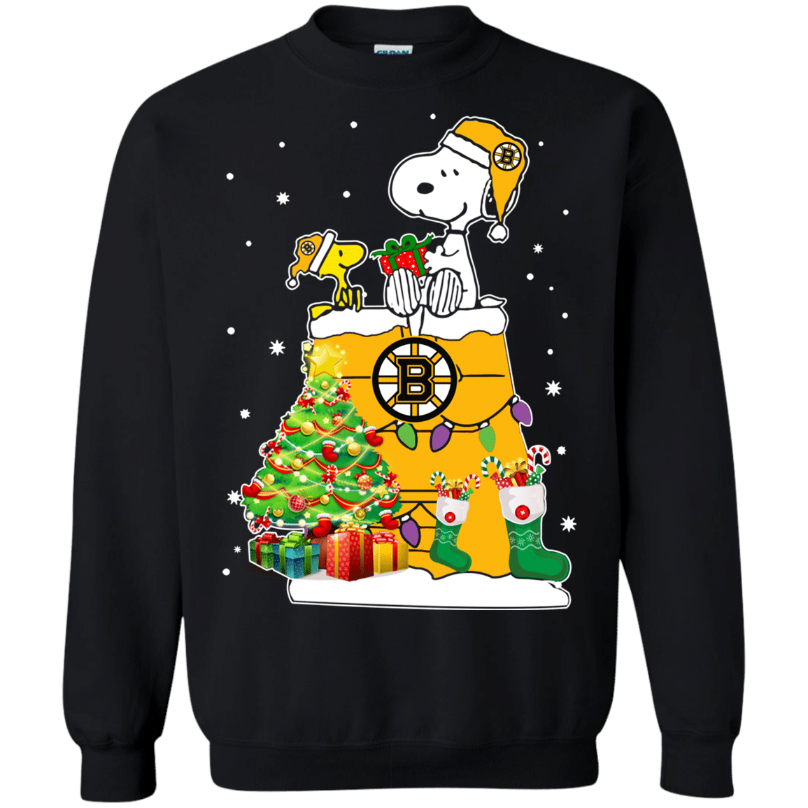 Cover your body with amazing Boston Bruins Snoopy & Woodstock Christmas Shirt Sweatshirt