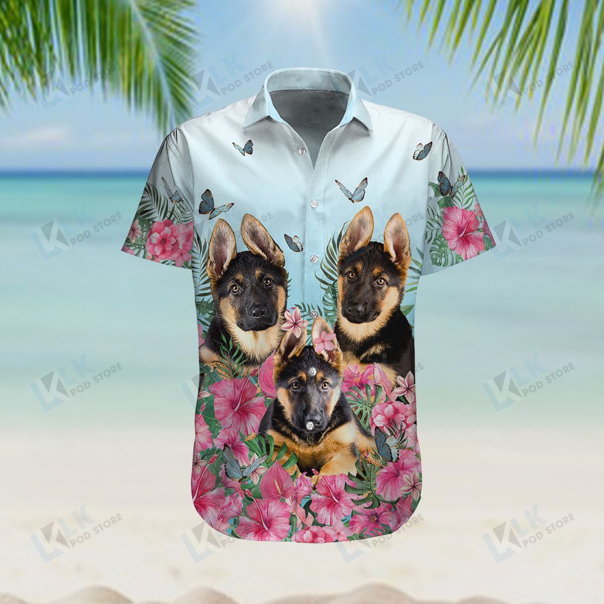 German Shepherd Hawaiian Shirt Hibiscus Beach Ha77017