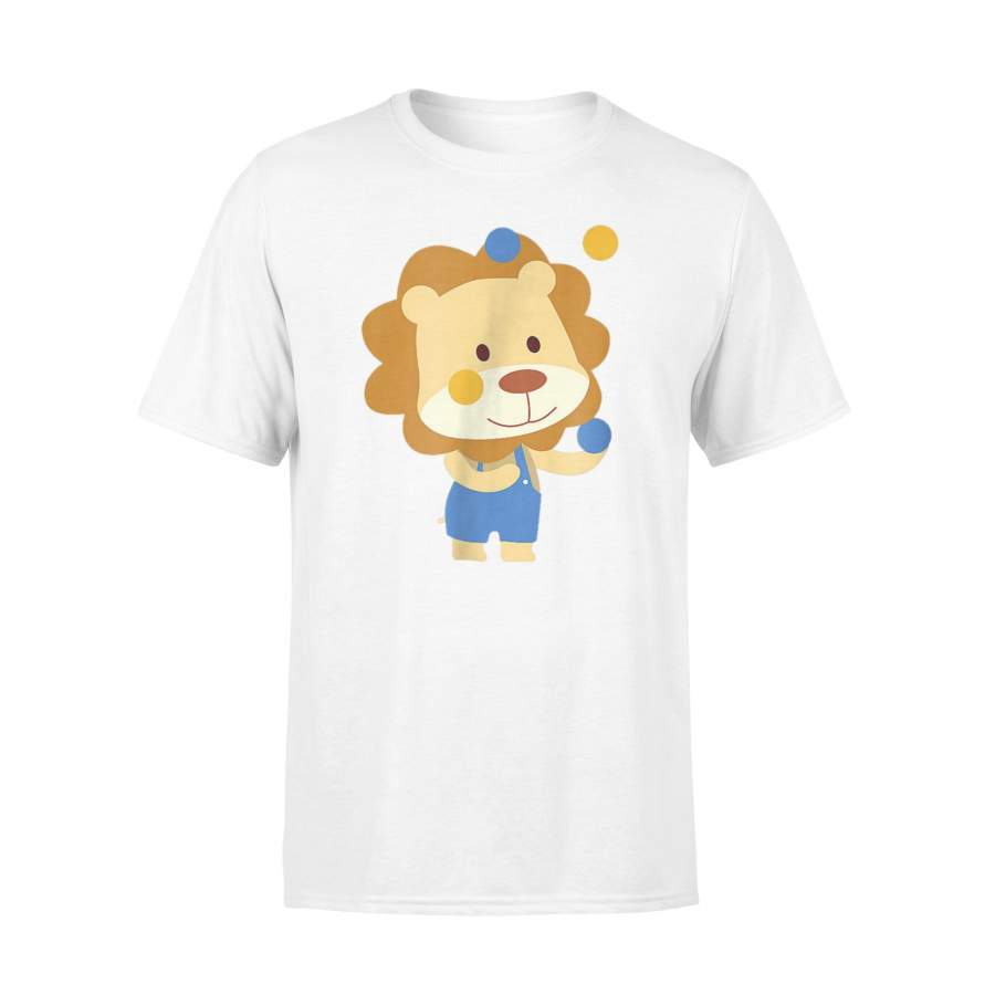 Cute Circus Lion Clown Juggling Orange And Blue Balls T-Shirt