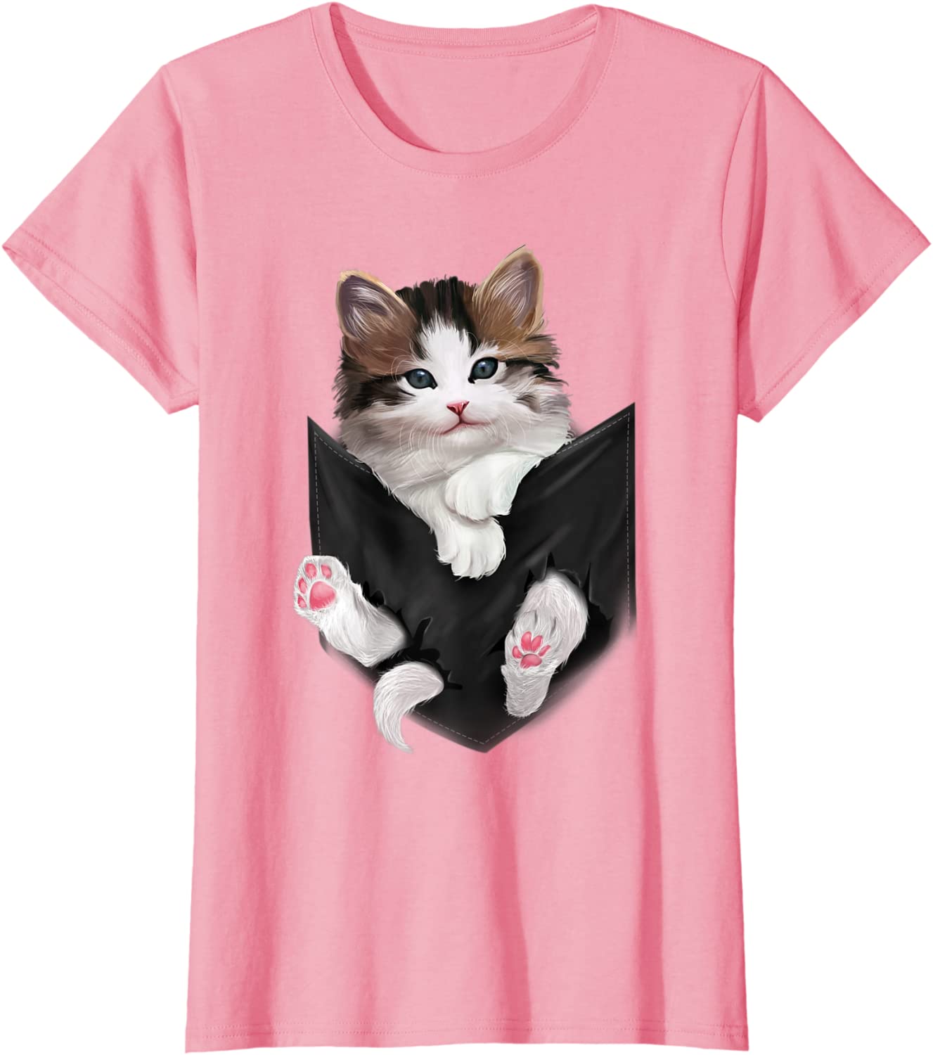 Cute White Kitty In Pocket T-Shirt Cats Tee Shirt Gifts Women – Taxas ...