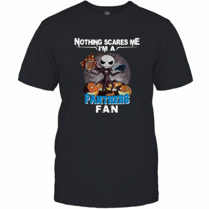 Jack Skellington nothing scares me I’m a Carolina Panthers fan shirt T-Shirt