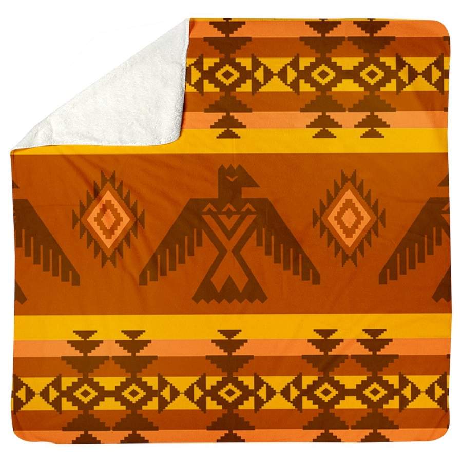 Maya Orange Pattern Sherpa Blanket