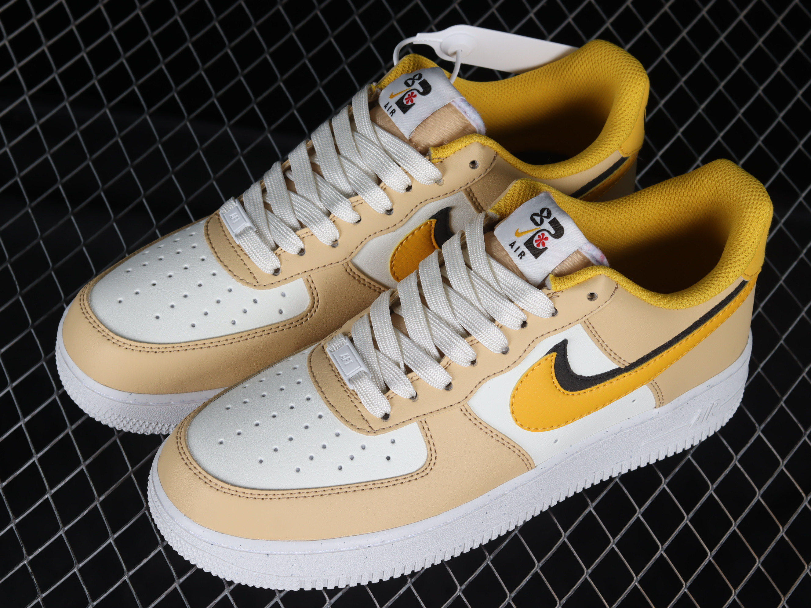 Nike Air Force 1 Low 82 Double Swoosh Yellow Shoes Sneakers SNK549783614