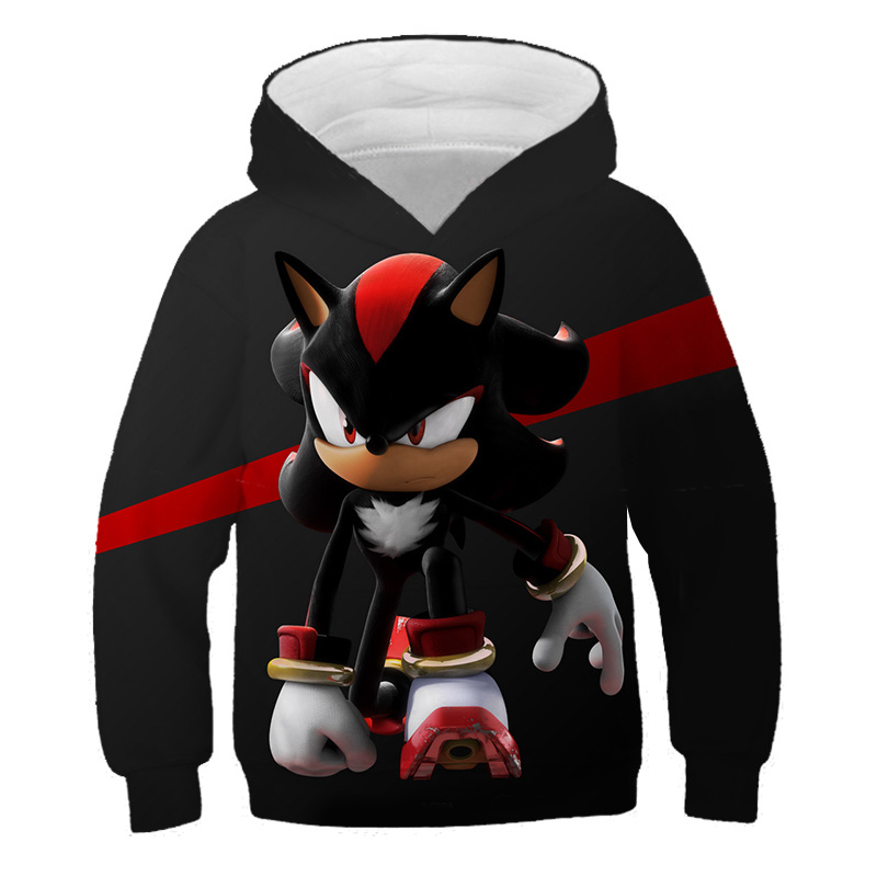 Spring Autumn Boys Super Sonic Hoodies Kids Fashion Printed Oversized Sweatshirt Children’s Long Sleeve Baby Girls Clothes alx