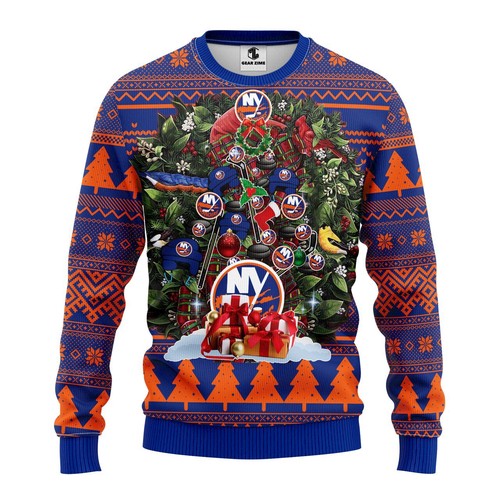 New York Islanders Tree Christmas Gift For Fan Ugly Wool Sweater Christmas