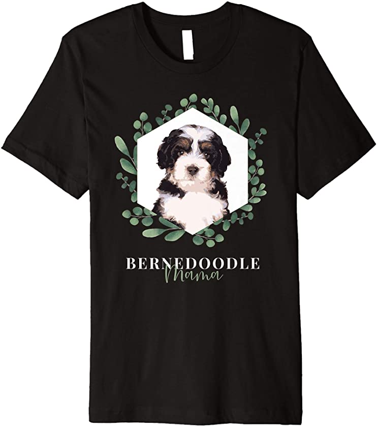 Bernedoodle Mama Puppy Design with Wreath Premium T-Shirt