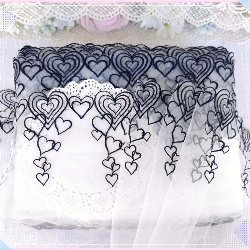 20Yards Heart Embroidered Lace Fabric Mesh Girls Dress Sewing Trimmings Supplies Trim Bra Underwear Garment Accessories alx