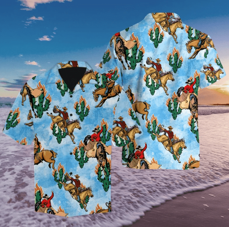 Amazing Cowboy Life And Cactus Hawaii Aloha Shirts H Ha68270