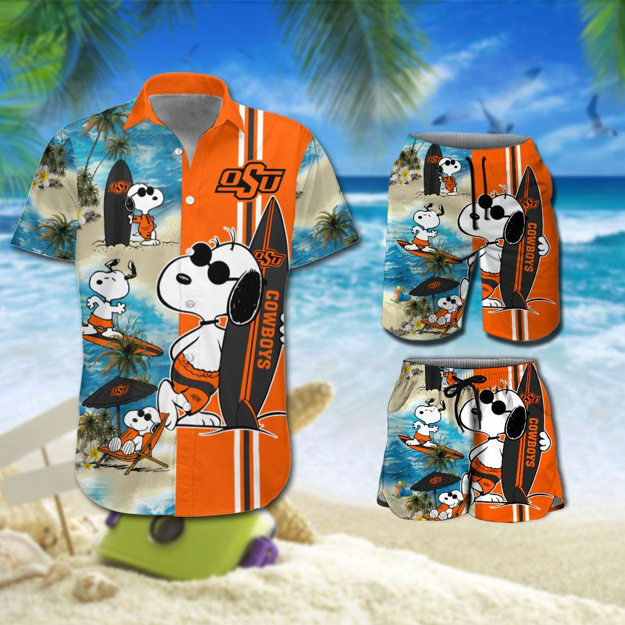 Personalized Oklahoma State Cowboys Snoopy All Over Print Hawaii Shirt Beach Shorts Ha48258