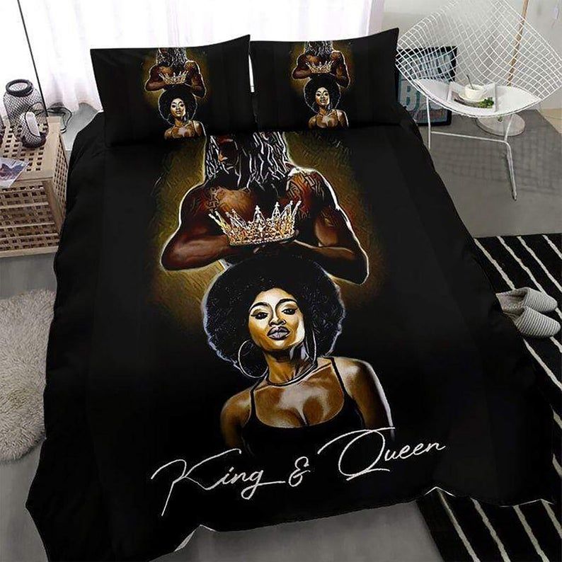 Black King Black Queen Duvet Quilt Bedding Set 7 H97