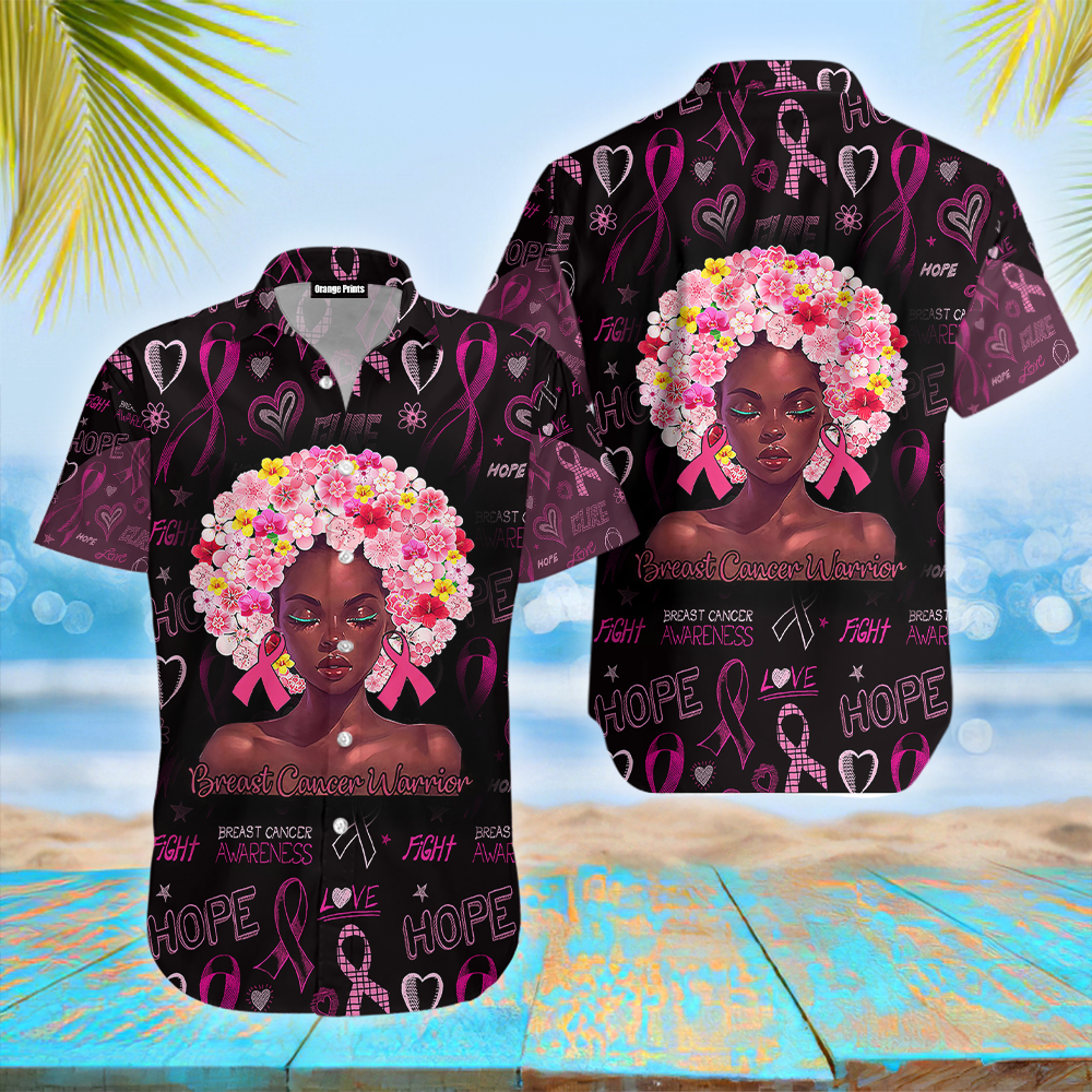 Pink Flowers Afro Hair Black Women Cancer Warrior Hawaii Shirt For Men And Ha68013