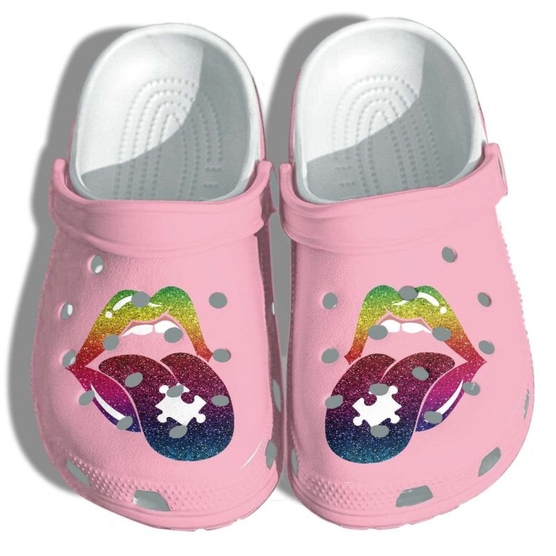 Autism Awareness Day Sexy Lips Puzzle Piece Crocband Clog Shoes