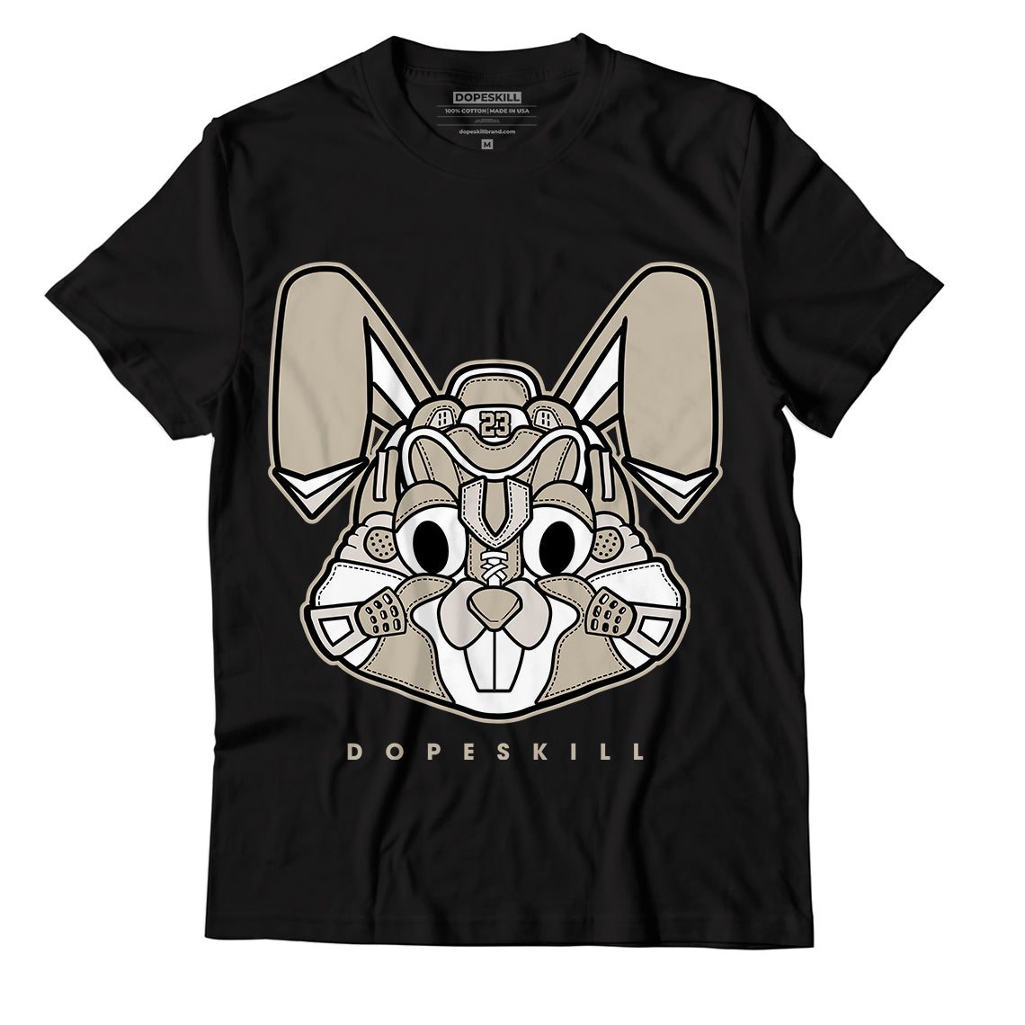 Jordan 1 Mid Linen White Grey Dopeskill T-Shirt Sneaker Rabbit Graphic