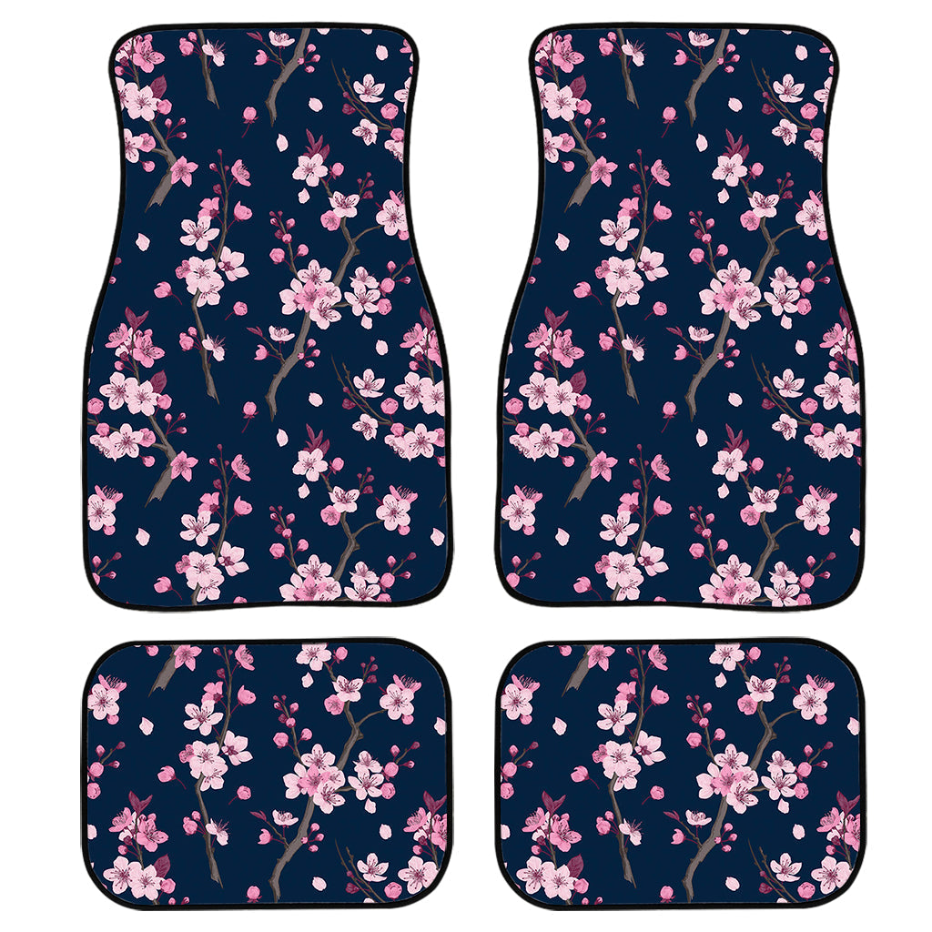 Pink Sakura Cherry Blossom Pattern Print Front And Back Car Floor Mats, Front Car Mat