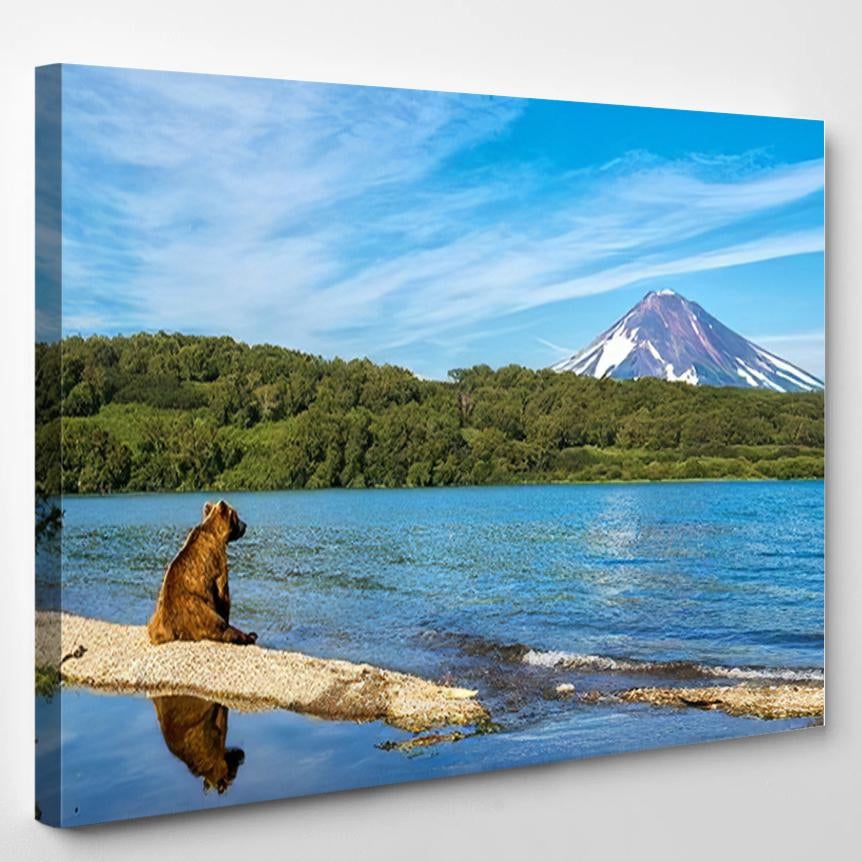 Russia Kamchatka Kronotsky Reserve Bear Sits 1 – Bear Animals Canvas Print