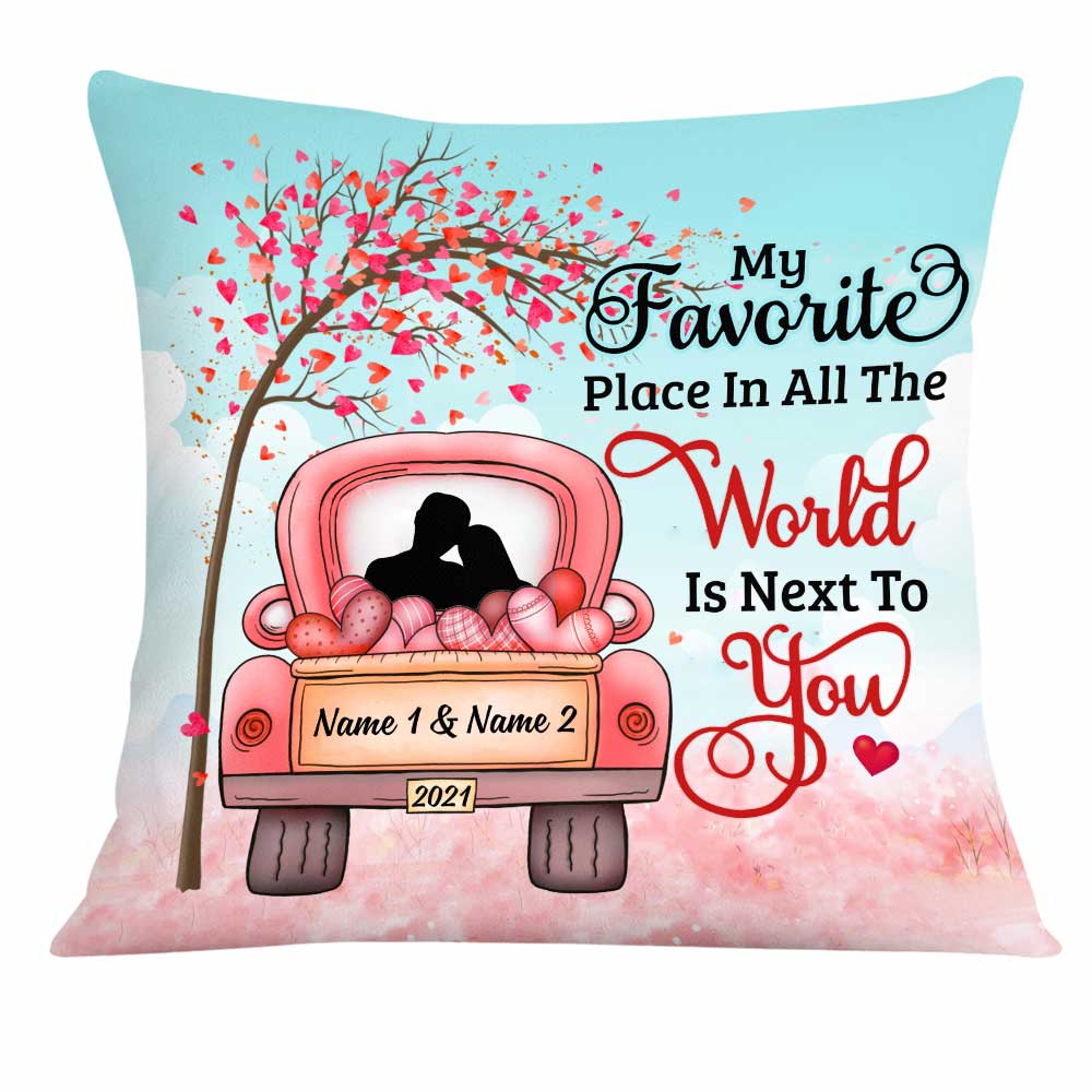 Personalized Valentine Couple Red Truck Pillow Db164 85O34