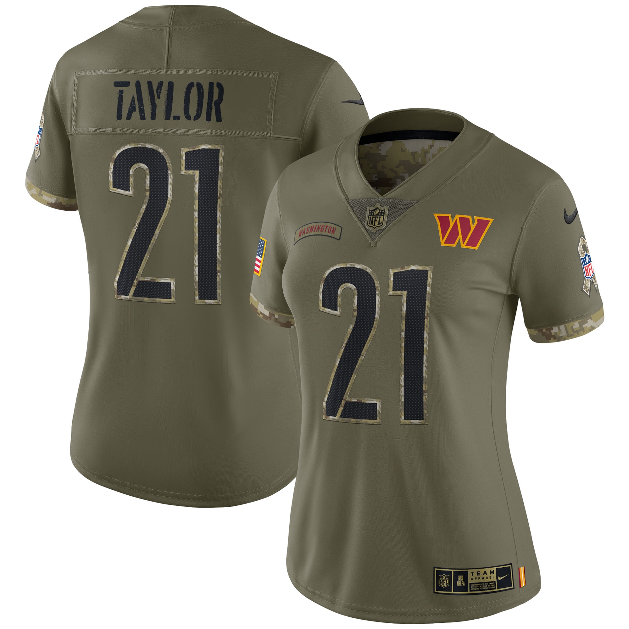 Sean Taylor Washington Commanders Women's 2022 Salute To Service Retired Player Limited Jersey – Olive