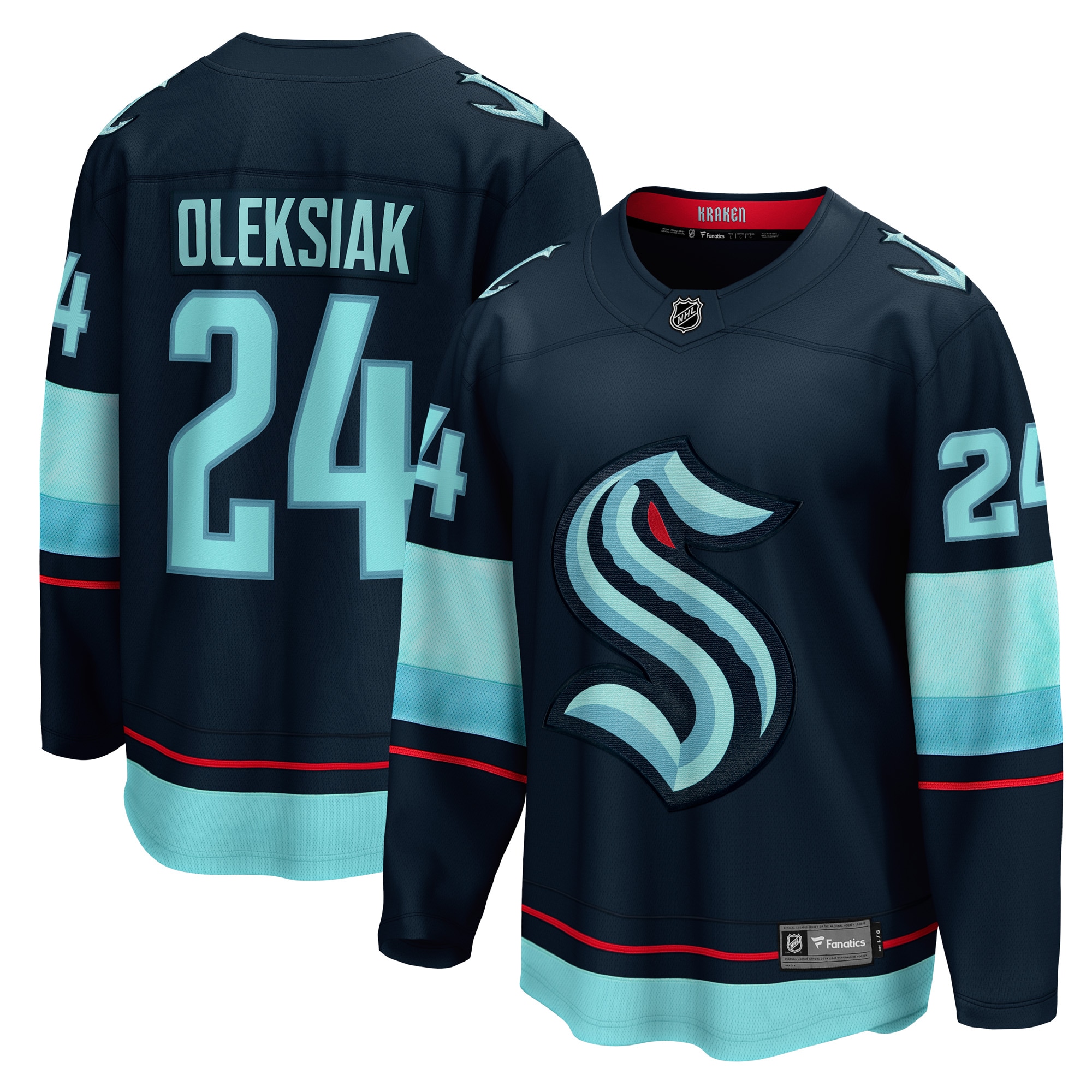 Jamie Oleksiak Seattle Kraken Branded Home Breakaway Player Jersey – Deep Sea Blue