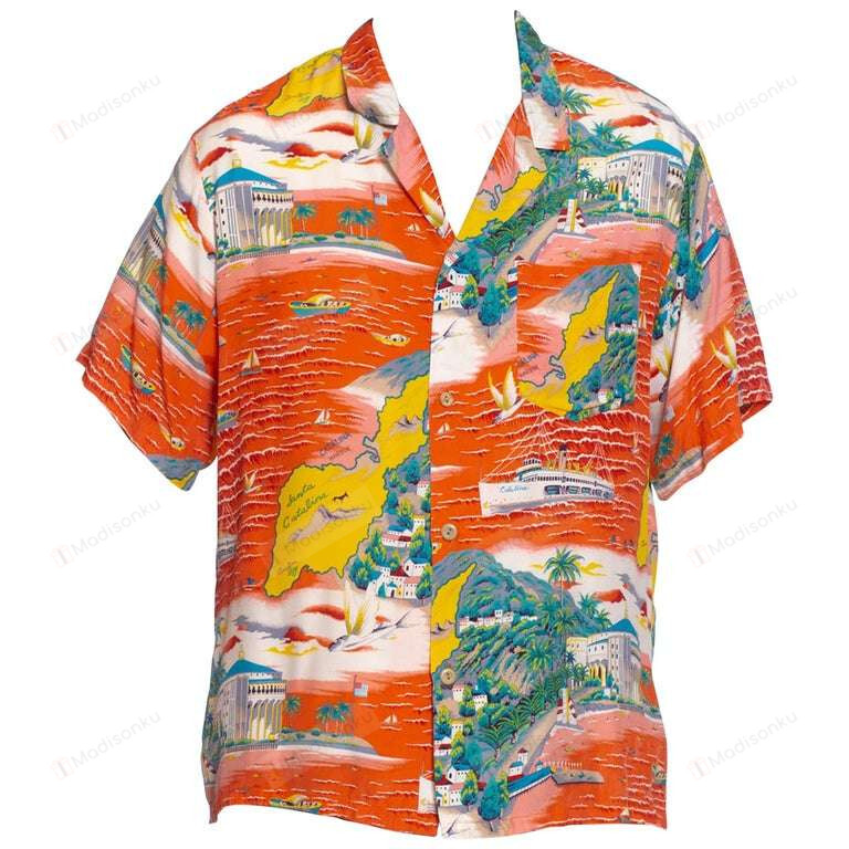 1980S Orange Catalina Hawaiian Shirt