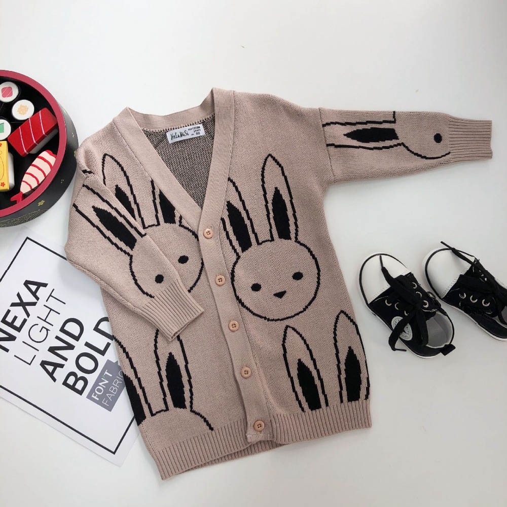 Baby Girls Sweaters Toddler Boys Cardigans Coat Cartoon Rabbit Children Cotton Knitwear Autumn Winter Kids Girl Pullover Sweater alx