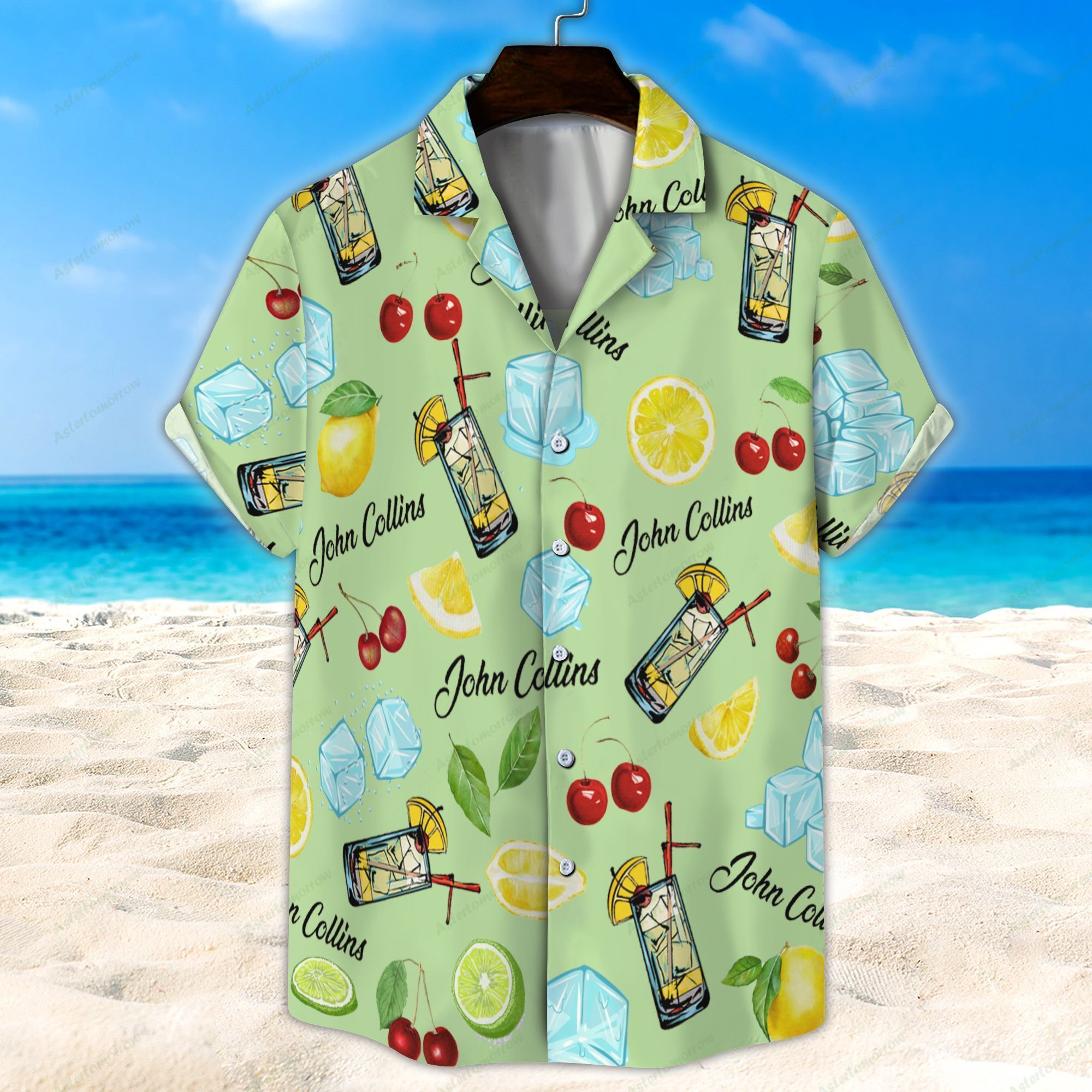 John Collins Cocktail Light Green Unisex Hawaiian Shirt Beach Hawaiian Ha41850