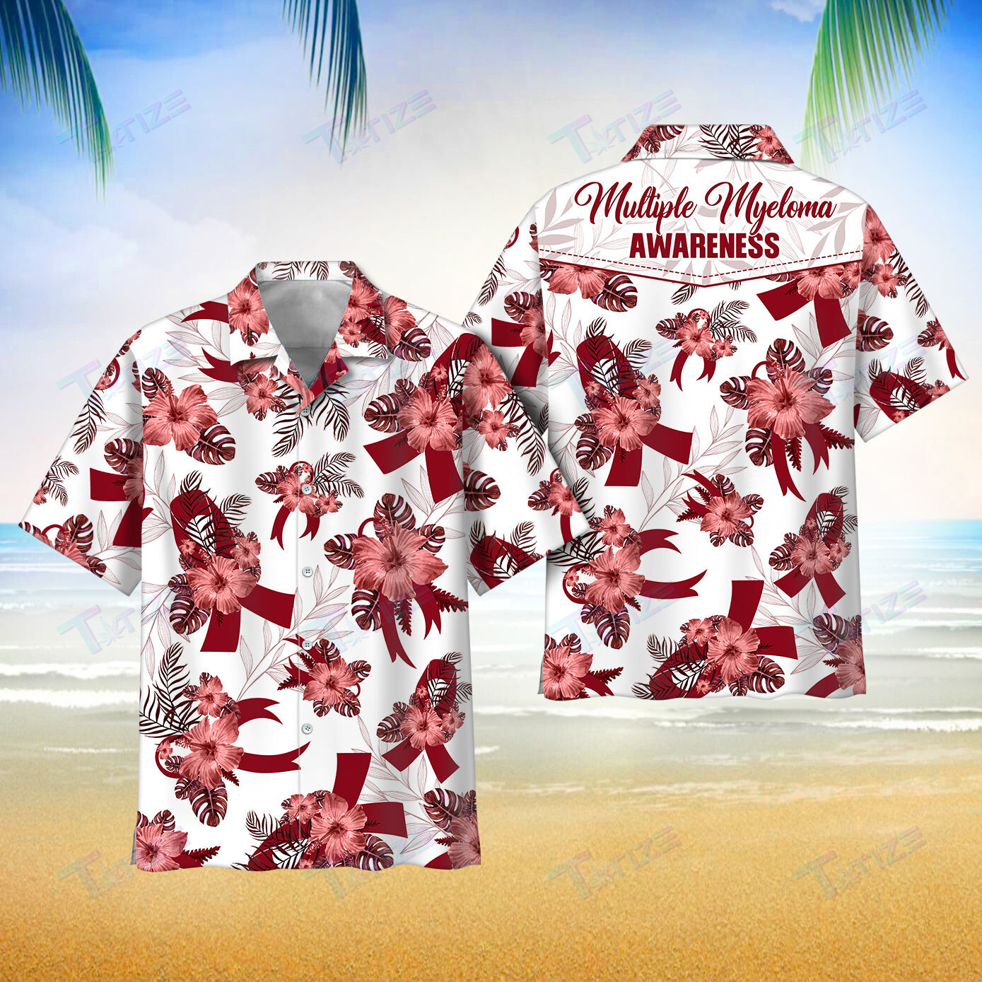 Multiple Myeloma Awareness Aloha All Over Printed Hawaii Shirt Size S Ha45068