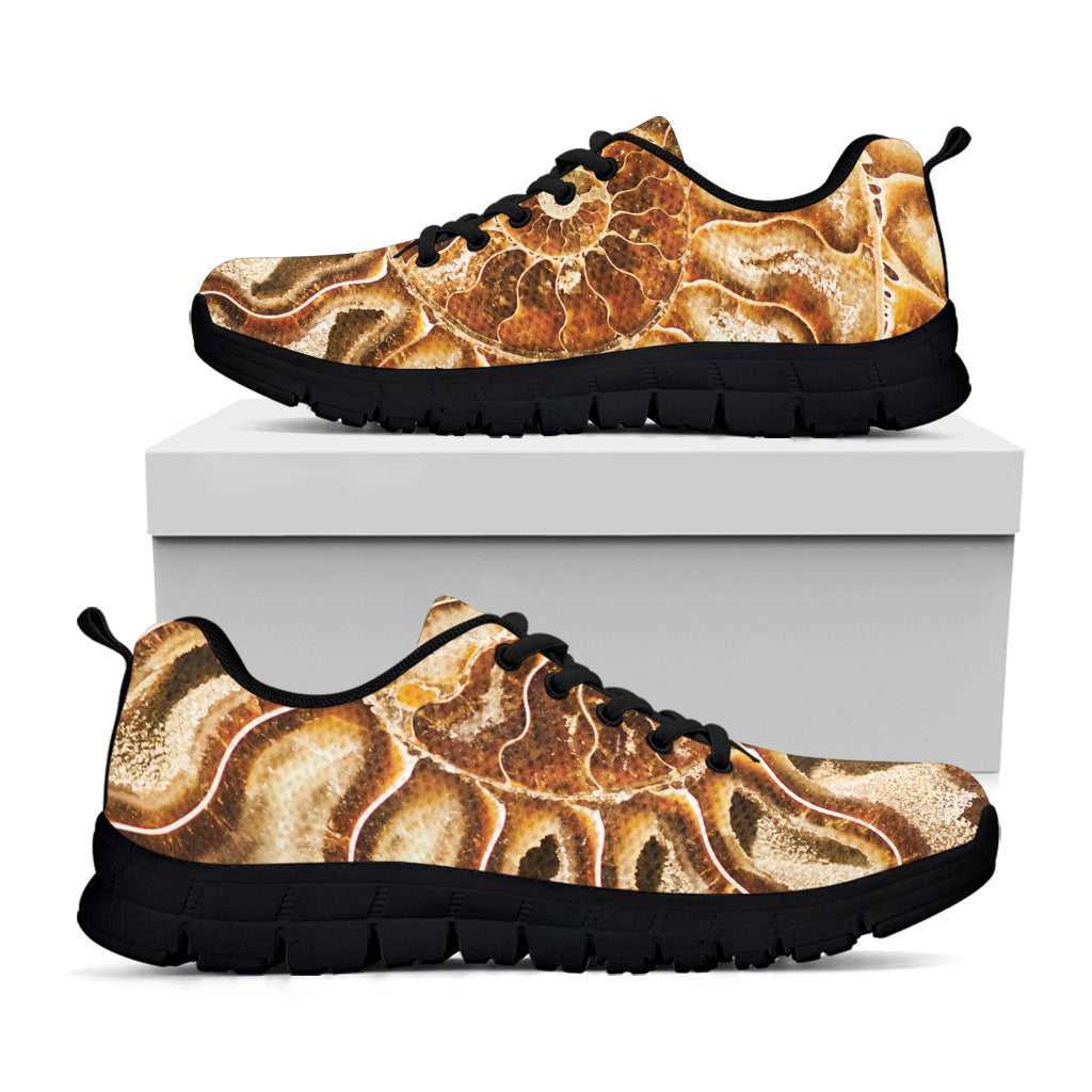 Ammonite Fossil Print Black Sneakers