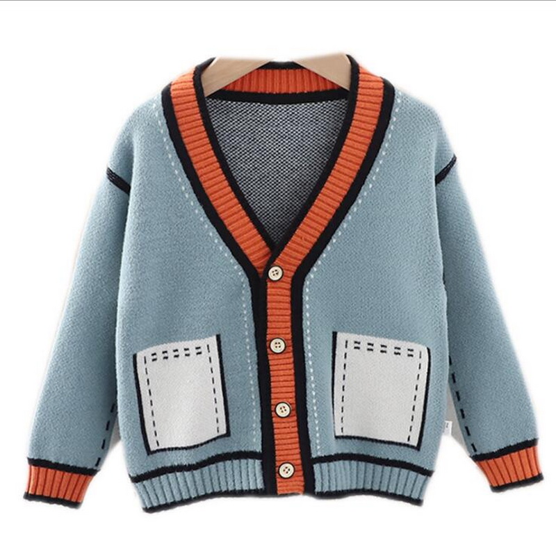 Sweater Coat Autumn Baby Boys Sweater Toddler Boys V-Neck Jumper Knitwear Long-Sleeve Cotton Cardigans Children Clothes Kids alx