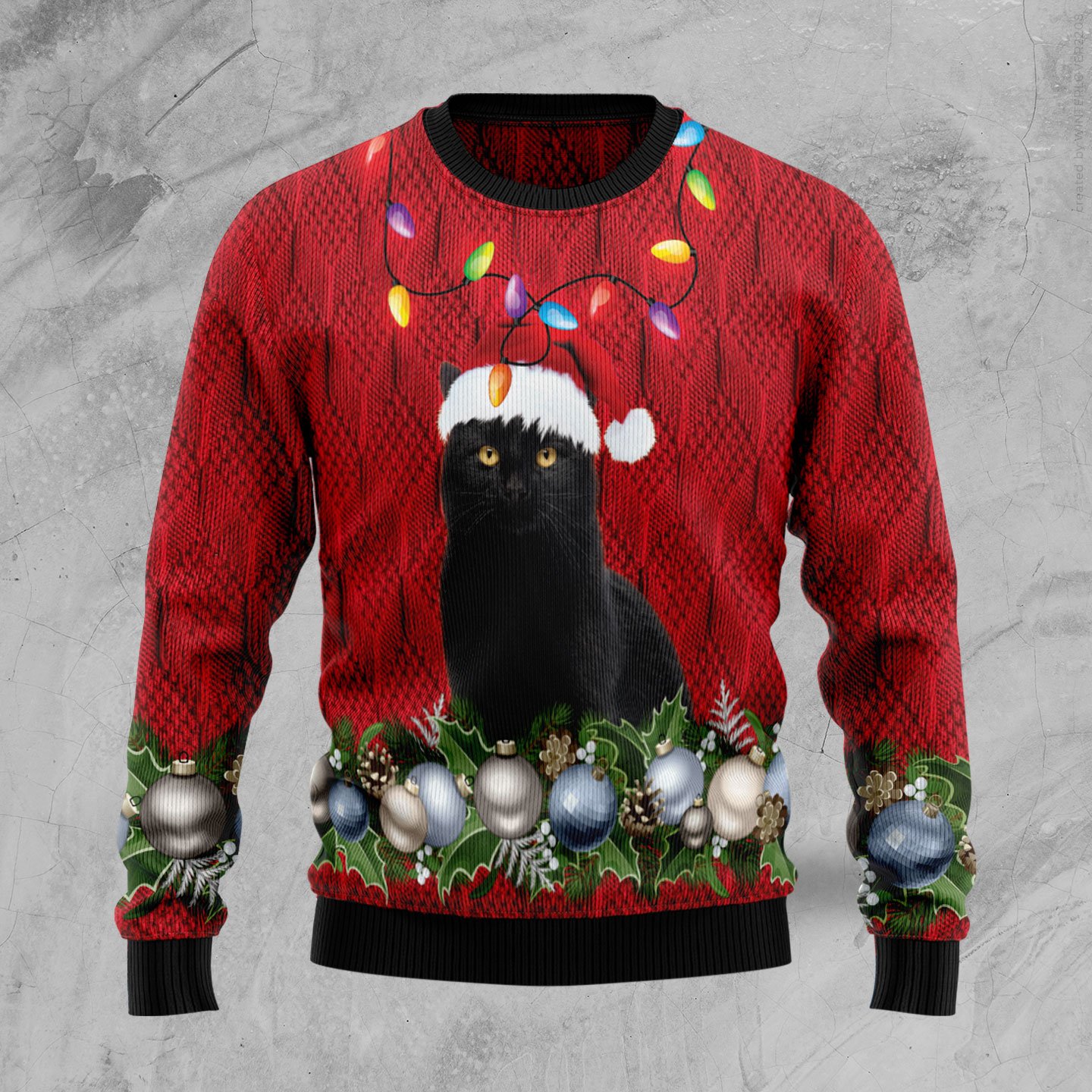 Black Cat Christmas Beauty TY2311 unisex womens & mens, couples matching, friends, funny family ugly christmas holiday sweater gifts (plus size available)