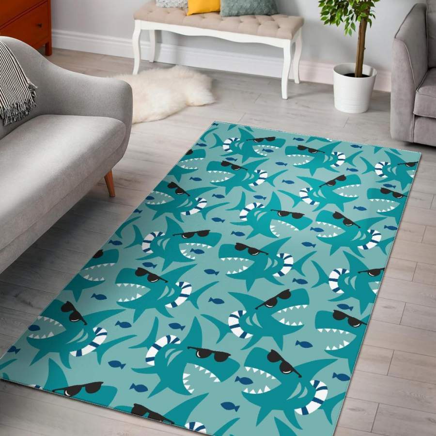 Shark Pattern Print Area Rug