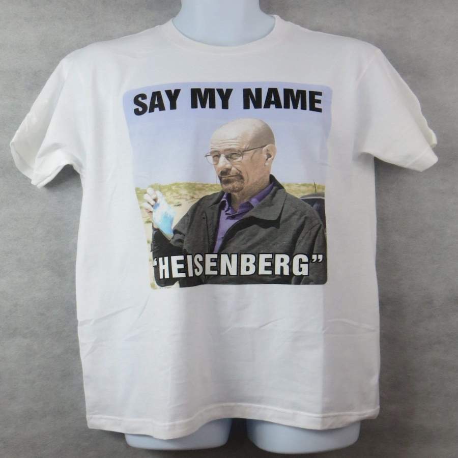 Big Sale Breaking Mens T-shirt Say Bad My Name Heisenberg New White 100% Cotton Men’s T-shirt