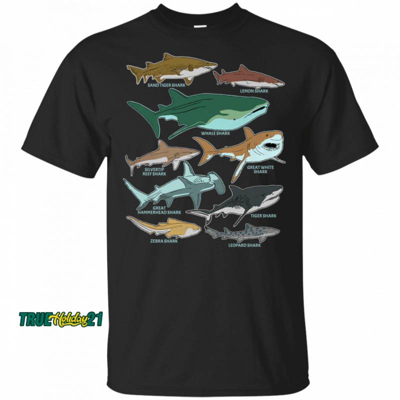 Types of Shark Species Marine Biology Ocean Sea T-Shirt