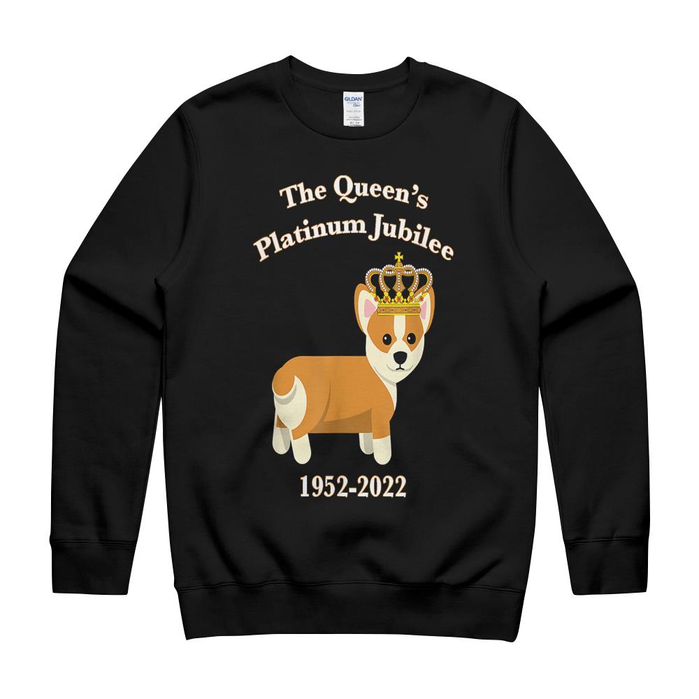 The Queen Platinum Jubilee Corgi With Crown Dog Lover Pet T-Shirt Crewneck Sweatshirt