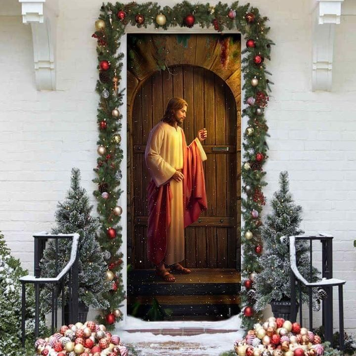 Christmas Gift God Knocking 3D Print Athletic Fabric Door Cover