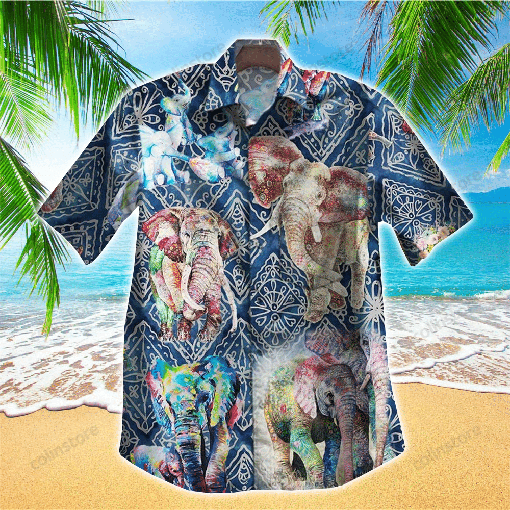 Elephant Mens Hawaii Button Up Shirt Aloha Ha70849