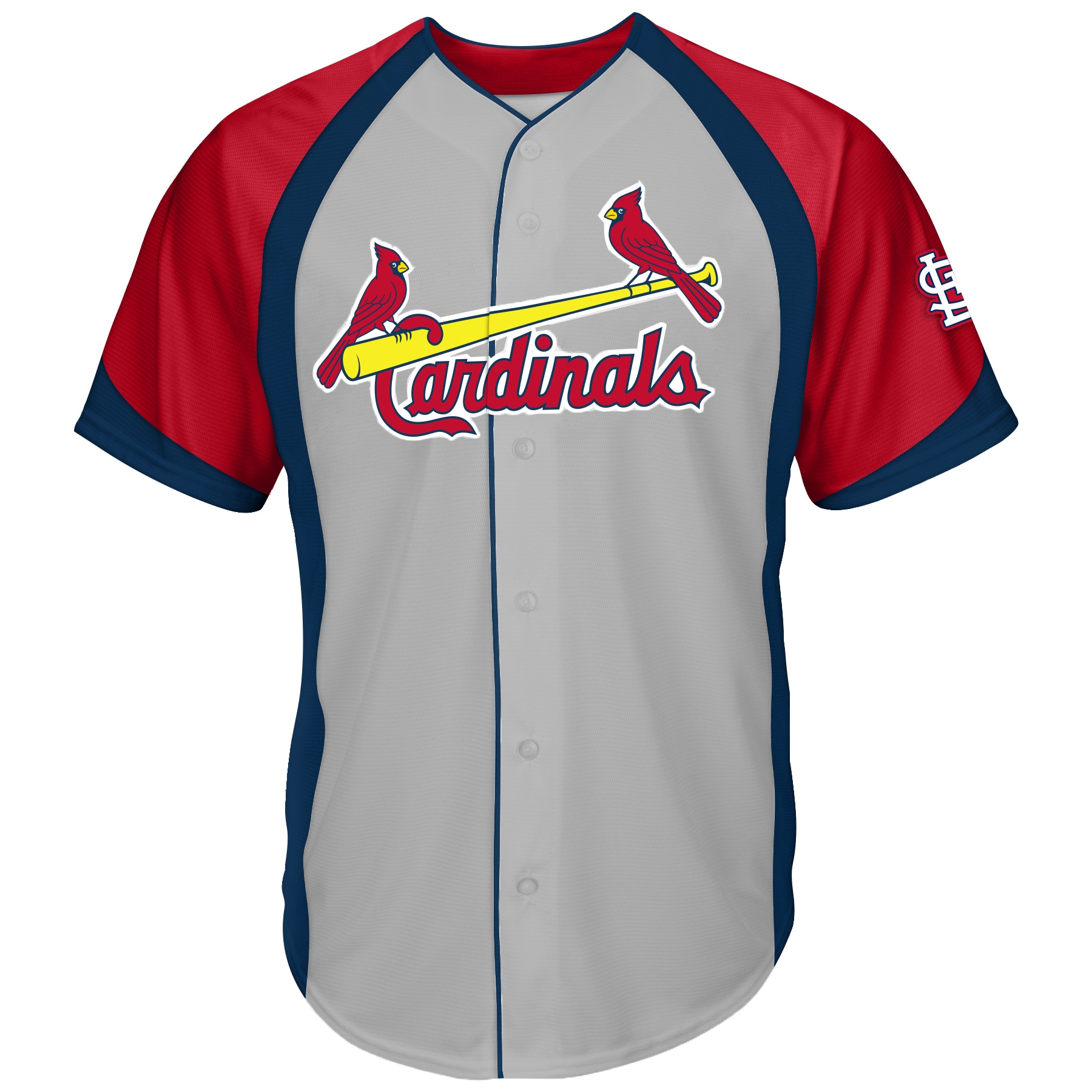 St. Louis Cardinals Big & Tall Colorblock Full-Button Jersey – Gray/Red