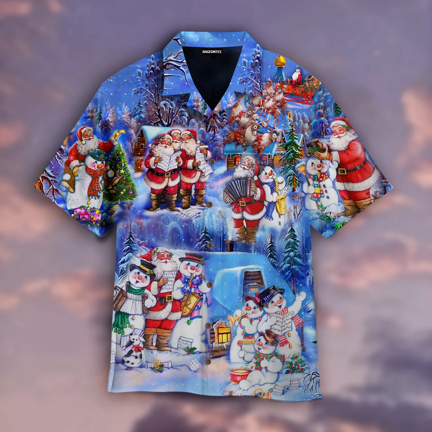 Santa And Snowman Best Friends Christmas Hawaiian Shirt  Unisex  Adult  Wt1029