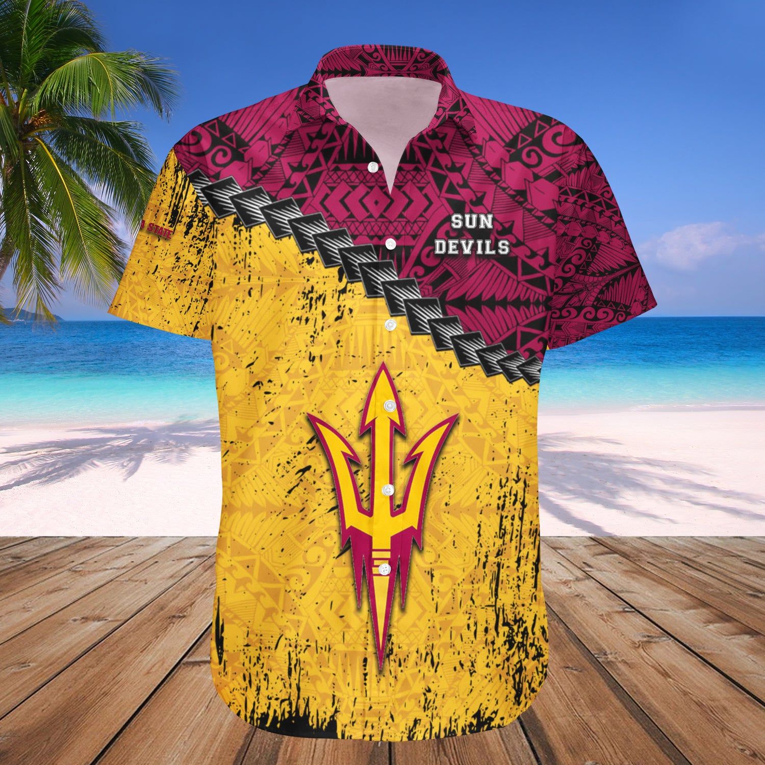 Arizona State Sun Devils Hawaii Shirt Grunge Polynesian Tattoo – NCCA