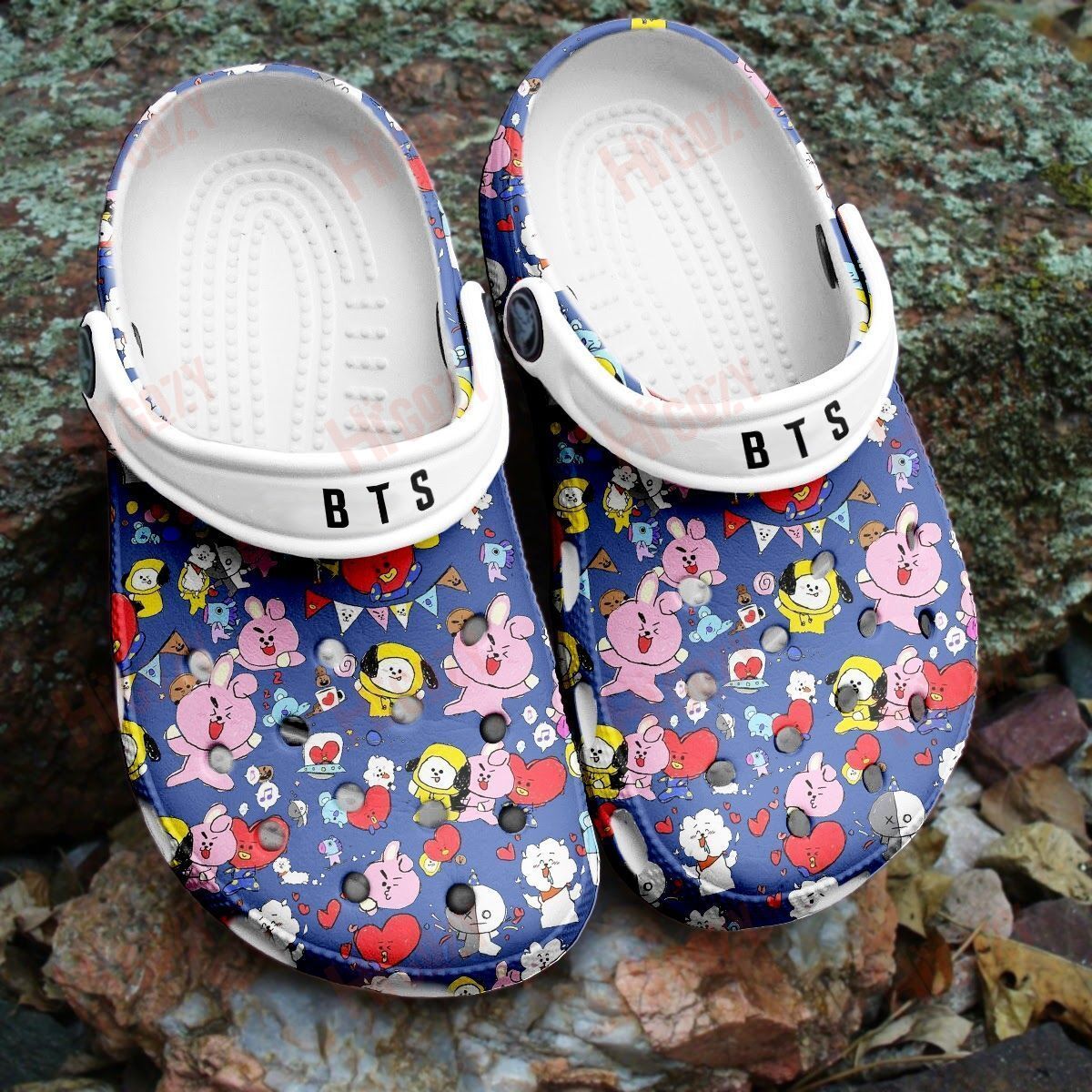 Bts Bt21 Pattern Crocs, Bts Blue Crocs. Crocs Idol Bts, Bts Army Crocband Clog