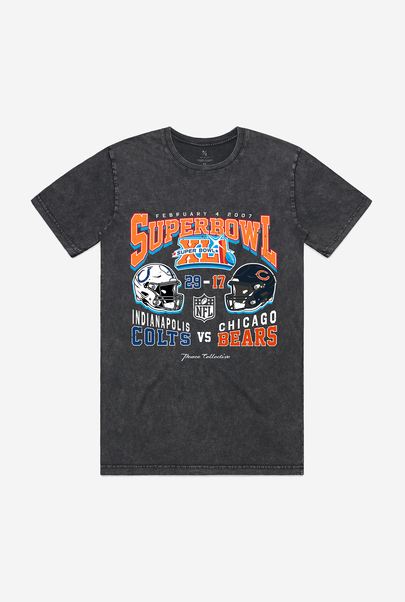 Super Bowl Xli: Indianapolis Colts Vs Chicago Bears Stonewashed T-Shirt – Black