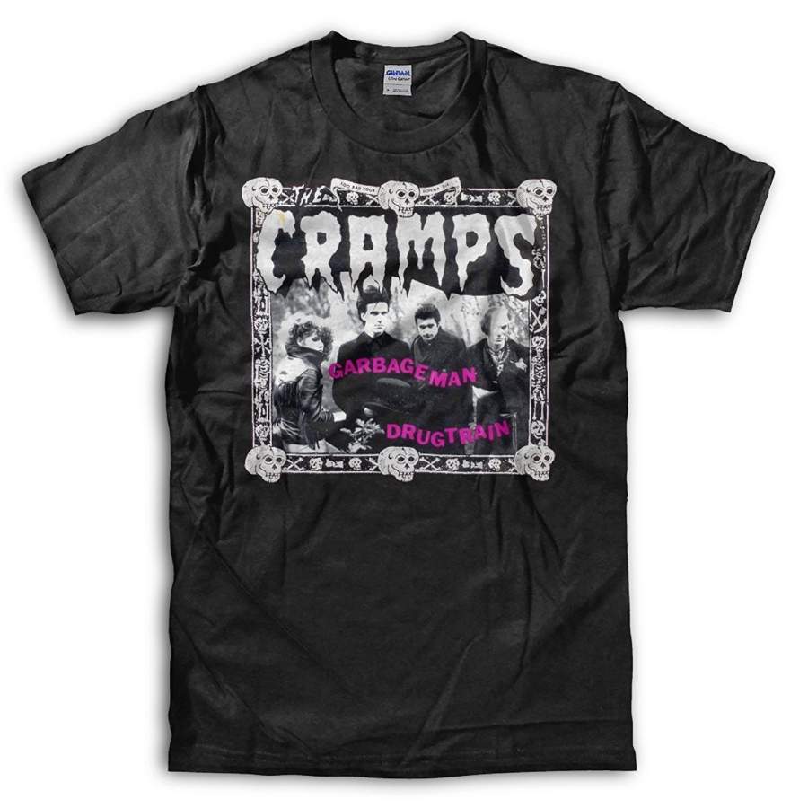 YPS The Cramps Vintage Black T-shirt Cotton Short Sleeve Mens