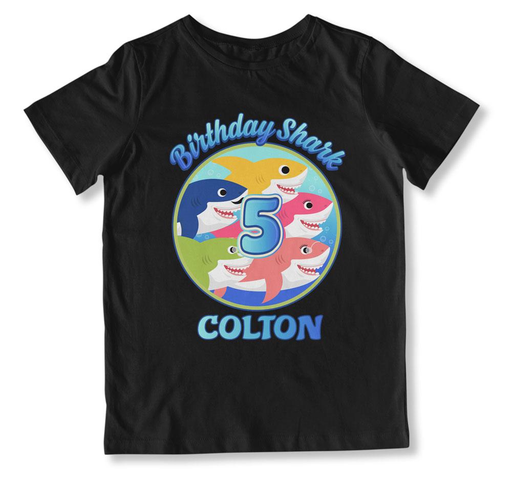 Birthday Shark 5 (Custom Name) T-Shirt – BTH-200