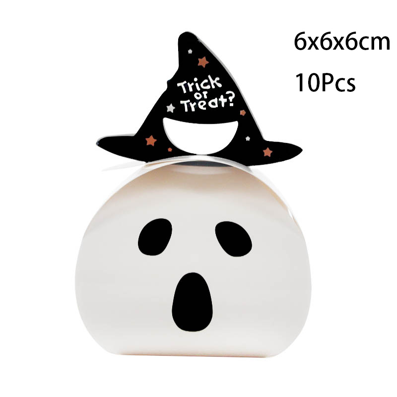 10pcs Halloween Candy Box Trick or Treat Pumpkin ghost Sweets Paper Boxes Kids Gift Box Party Decoration Favors Packaging Bags alx