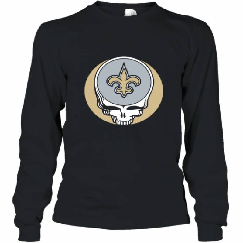 Halloween Skull Funny Football Team New Orleans Saints Long Sleeve T-Shirt