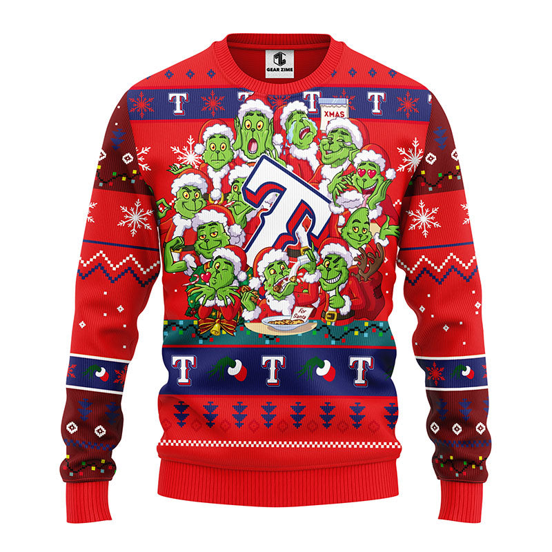 Texas Rangers 12 Grinch Xmas Day Christmas Ugly Sweater