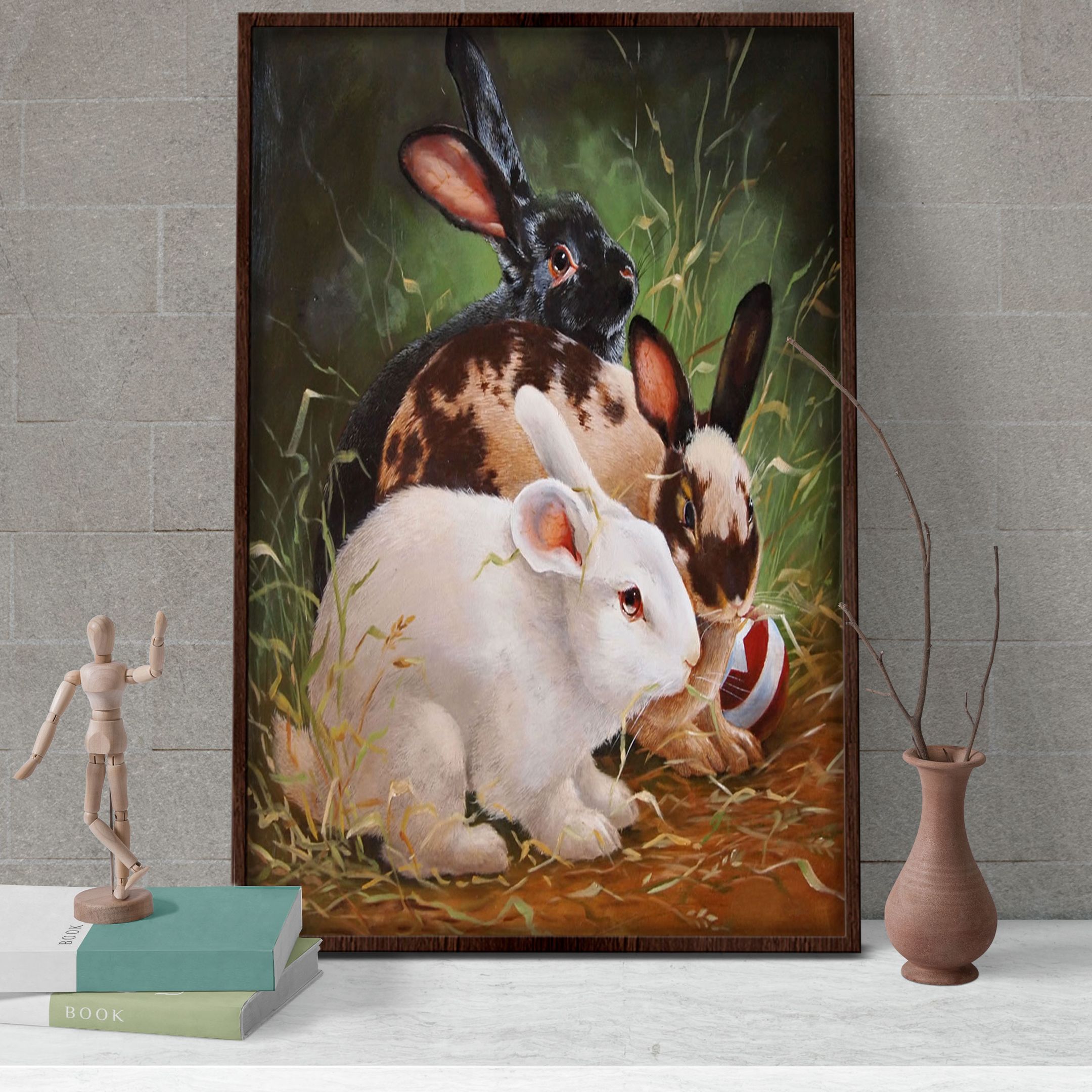 B2705 G687 Rabbits In The Gardern Poster & Canvas