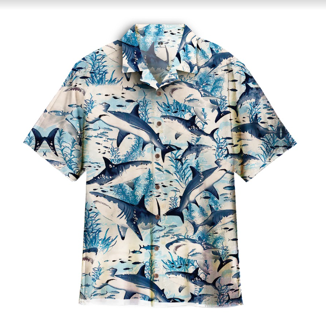 Swimming Shark Hawaiian Shirt – For Men And Women